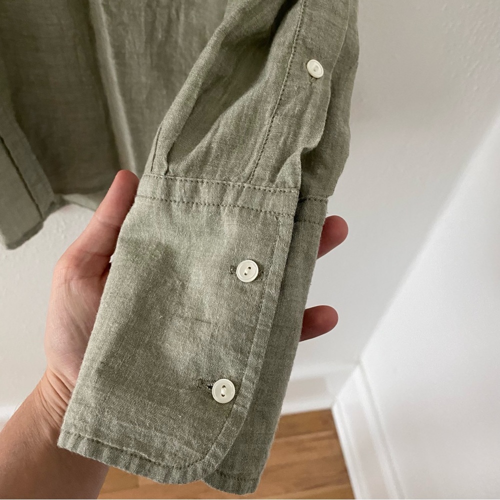 Nili Lotan Cotton Olive Green Button Up Shirt Size Small - Picture 5 of 7